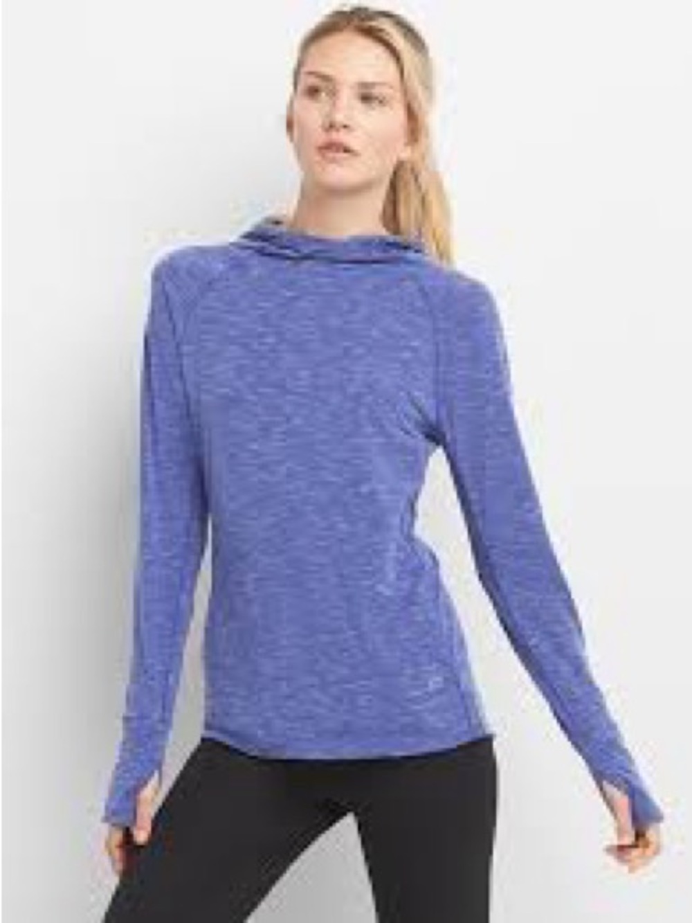 GAP Fit Breathe Hoody, Royal Blue Purple Hooded Long-Sleeve workout exercise top